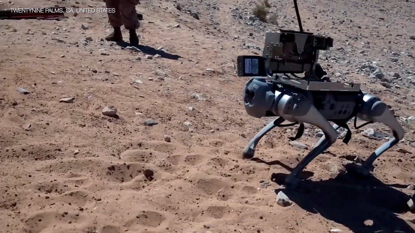 marines americanos usan perro robot con lanzamisiles