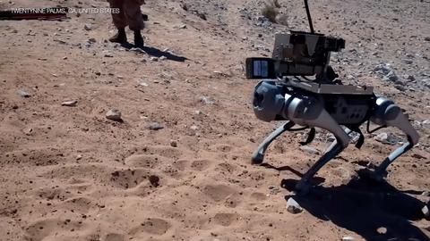 los marines estadounidenses muestran en un vídeo de demostración un perro robot portador de lanzacohetes