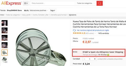 metodos envio aliexpress