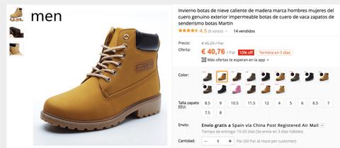 timberland ofertas aliexpress