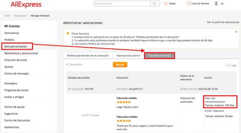 como poner segundo comentario aliexpress