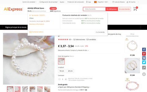 aliexpress informacion tienda