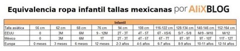 equivalencia ropa infantil tallas mexicanas aliexpress
