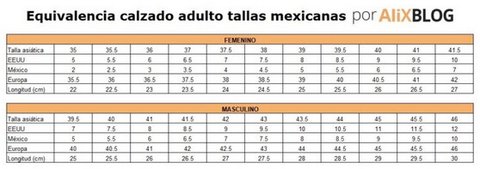 equivalencia tallas zapatos adultos aliexpress