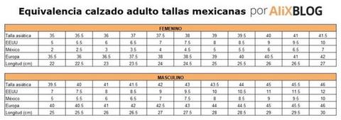 equivalencia tallas zapatos adultos aliexpress