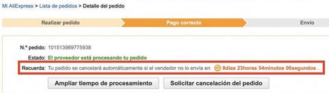 pedido cerrado aliexpress