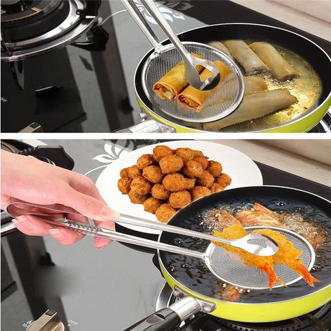 cocina cuchara pinza escurridor para freir de acero inoxidable