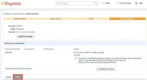 cuanto tarda aliexpress en devolver el dinero