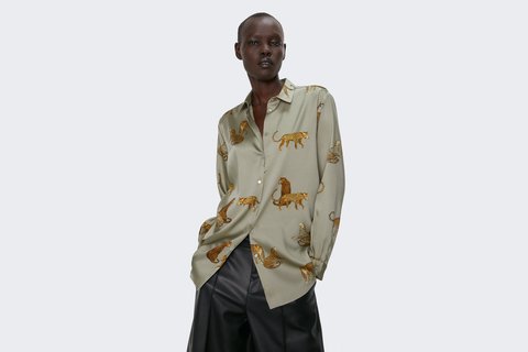 camisa fluida estampada zara aliexpress