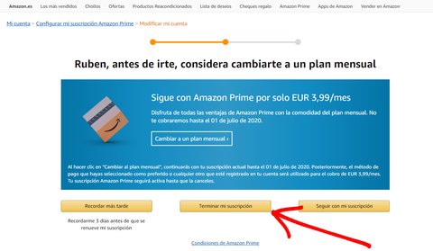 como cancelar amazon prime 5
