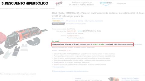 descuento hiperbolico amazon envio en un dia