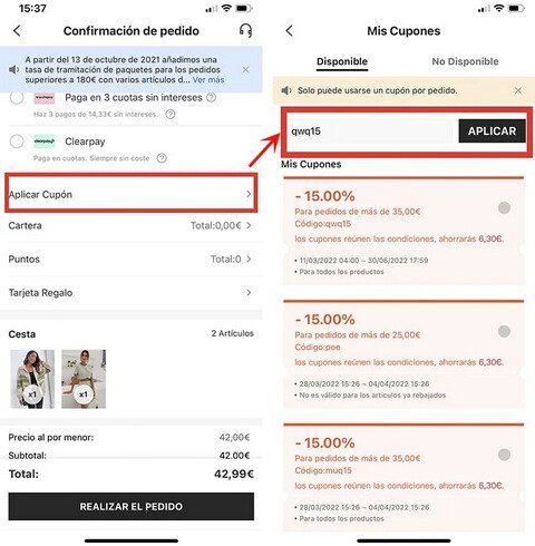 como aplicar cupon codigo descuento shein app