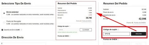 como aplicar cupon codigo descuento shein web